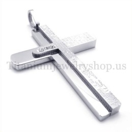 Twee Lagen Met Diamanten Bijbel Titanium Kruis Hanger