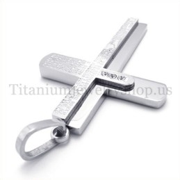 Twee Lagen Met Diamanten Bijbel Titanium Kruis Hanger
