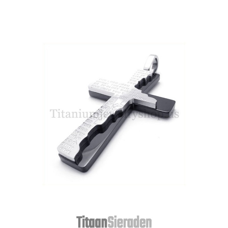 Zwarte Bijbel Twee Lagen Mode Titanium Kruis Hanger Zwarte Bijbel Twee Lagen Mode Titanium Kruis Hanger
