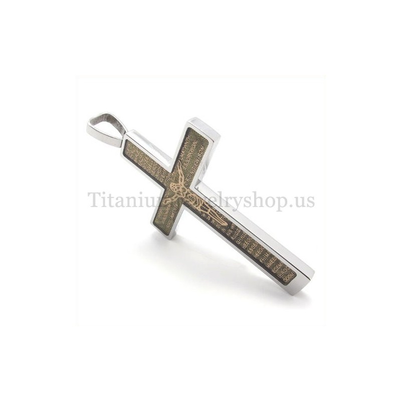 Gouden Gesneden Jezuspatroon En Bijbel Mode Titanium Kruis Hanger Gouden Gesneden Jezuspatroon En Bijbel Mode Titanium Kruis Hanger