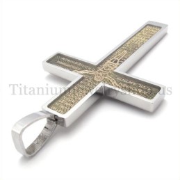 Gouden Gesneden Jezuspatroon En Bijbel Mode Titanium Kruis Hanger