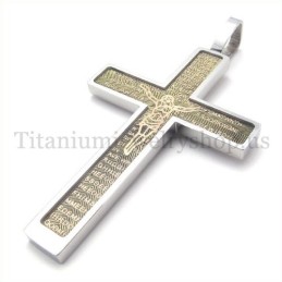 Gouden Gesneden Jezuspatroon En Bijbel Mode Titanium Kruis Hanger