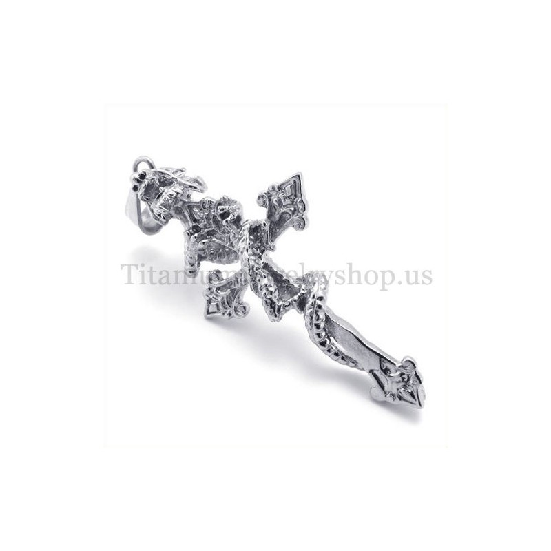 Opgerolde Draak Mannen Titanium Kruis Hanger