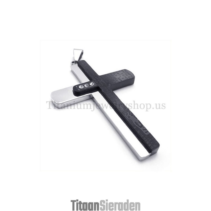 Twee Lagen Bijbel Mode Titanium Kruis Hanger