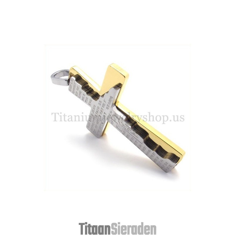 Mode Tweelaags Bijbel Titanium Kruis Hanger Mode Tweelaags Bijbel Titanium Kruis Hanger