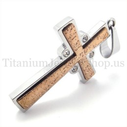 Mode Koffie Gouden Tweelaags Titanium Kruis Hanger