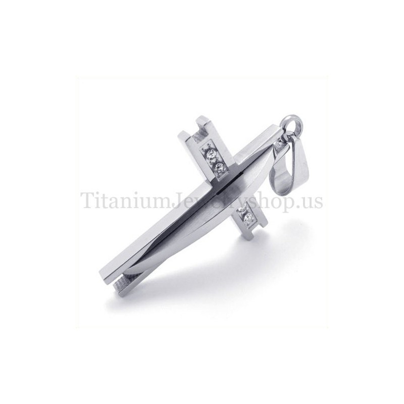 Zilveren Met Diamant Mode Titanium Kruis Hanger Zilveren Met Diamant Mode Titanium Kruis Hanger