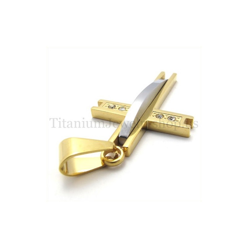 Gouden Met Diamant Mode Titanium Kruis Hanger Gouden Met Diamant Mode Titanium Kruis Hanger