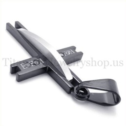 Zwarte Titanium Kruishanger Met Diamant