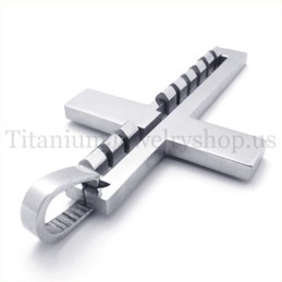 Zilveren Fashion Bump Titanium Kruis Hanger