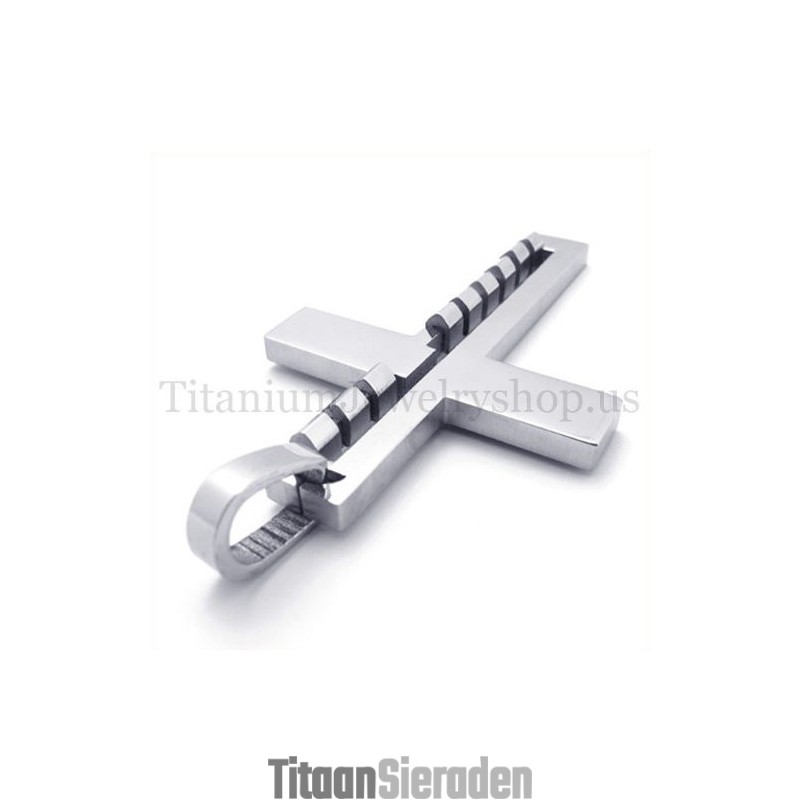 Zilveren Fashion Bump Titanium Kruis Hanger