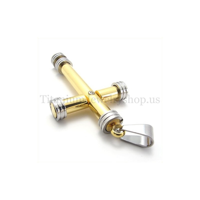 Gouden Mode Cilindrische Titanium Kruishanger Gouden Mode Cilindrische Titanium Kruishanger