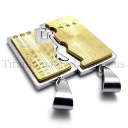 Gouden, Tweelaagse, In Elkaar Grijpende Liefhebbers Titanium Hanger