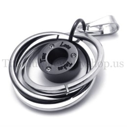 Zwarte Multi-Ring Gegraveerd Met "Take Time Love" Titanium Hanger
