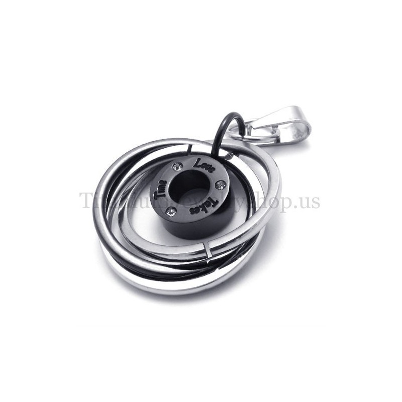 Zwarte Multi-Ring Gegraveerd Met "Take Time Love" Titanium Hanger Zwarte Multi-Ring Gegraveerd Met "Take Time Love" Titanium Hanger