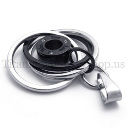 Zwarte Multi-Ring Gegraveerd Met "Take Time Love" Titanium Hanger