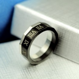 Fijne Romeinse Cijfers Titanium Herenring