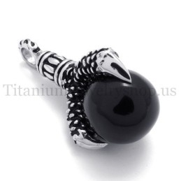 Adelaarspoot En Zwarte Edelsteen Titanium Hanger