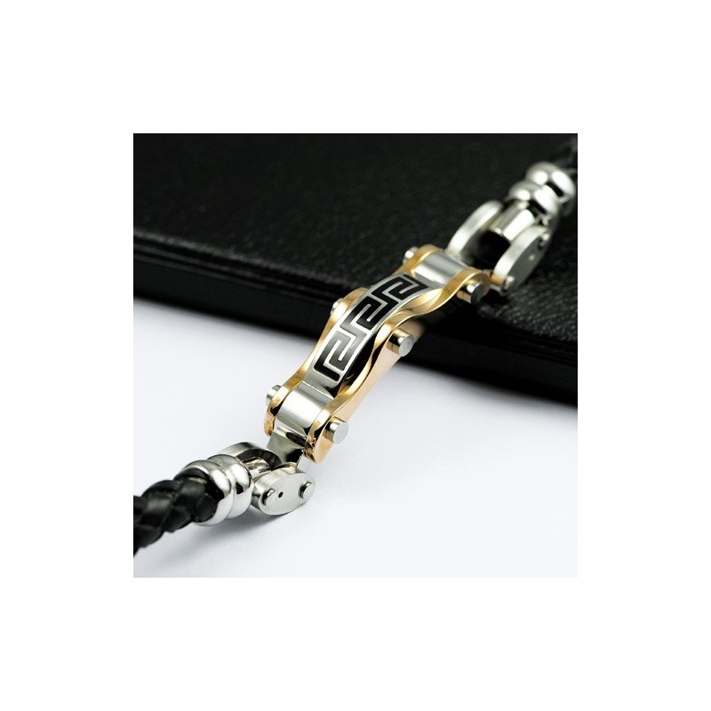 Wandkaart Titanium Leren Armband Wandkaart Titanium Leren Armband