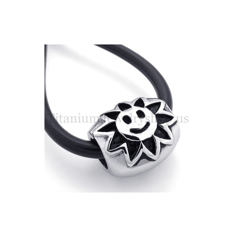 Ellipsvormige Titanium Hanger Met Zonnebloemvormige Gelukskraal Ellipsvormige Titanium Hanger Met Zonnebloemvormige Gelukskraal