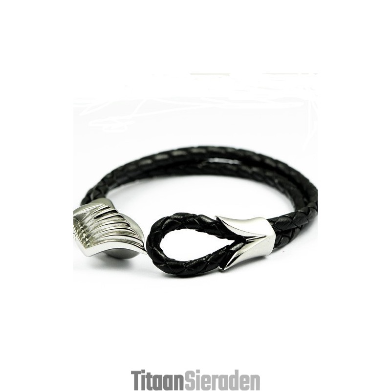 Titanium Leren Armband Titanium Leren Armband
