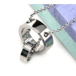 Hangerketting Van Zuiver Titanium Met Klaver En Dubbele Cirkel