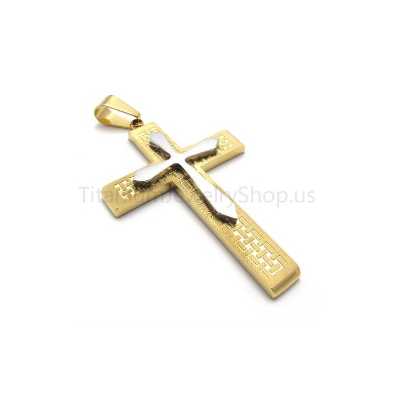 Nieuwe Tweelaagse Gouden Kruis Titanium Hanger Nieuwe Tweelaagse Gouden Kruis Titanium Hanger
