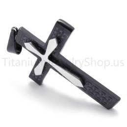 Nieuwe Tweelaagse Zwarte Kruistitanium Hanger