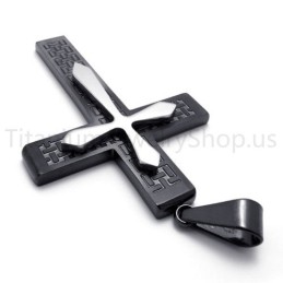 Nieuwe Tweelaagse Zwarte Kruistitanium Hanger