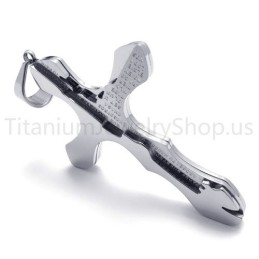 Nieuwe Zilveren Gegraveerde Letters Kruis Titanium Hanger