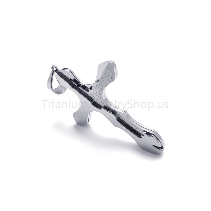 Nieuwe Zilveren Gegraveerde Letters Kruis Titanium Hanger