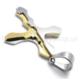 Nieuwe Gouden Gesneden Letters Kruis Titanium Hanger