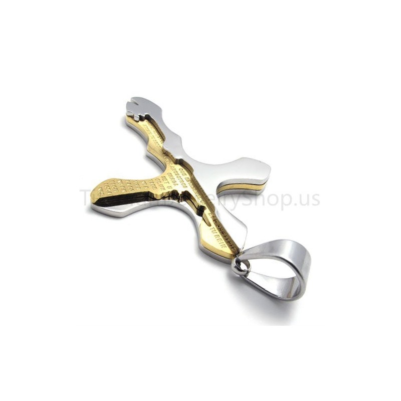 Nieuwe Gouden Gesneden Letters Kruis Titanium Hanger