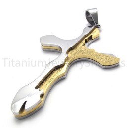Nieuwe Gouden Gesneden Letters Kruis Titanium Hanger