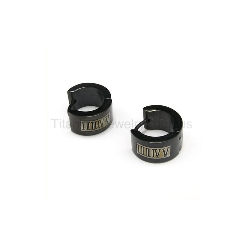 Romeinse Cijfers Titanium Oorbellen Romeinse Cijfers Titanium Oorbellen