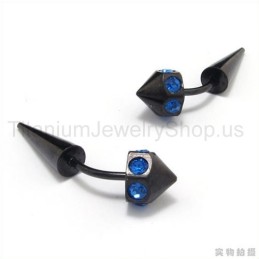 Oorbellen Met Zwarte Titanium Ingelegde Blauwe Diamanten