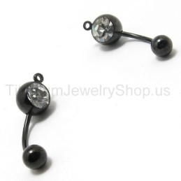 Zwarte Mini Titanium Ingelegde Diamanten Oorbellen