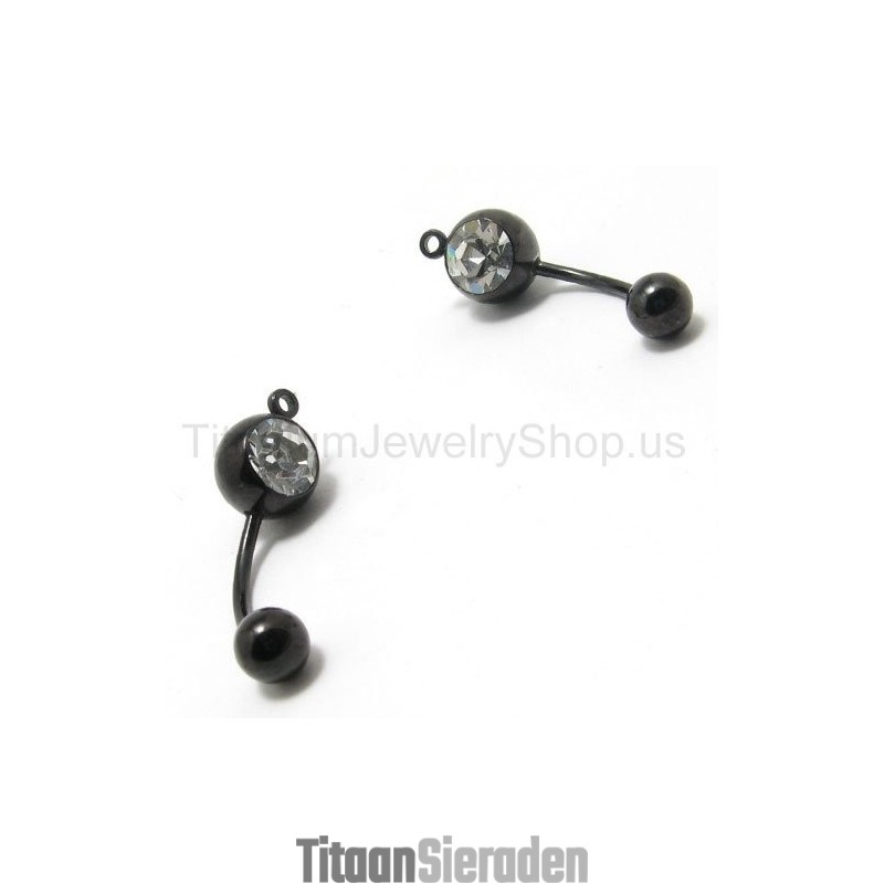 Zwarte Mini Titanium Ingelegde Diamanten Oorbellen Zwarte Mini Titanium Ingelegde Diamanten Oorbellen