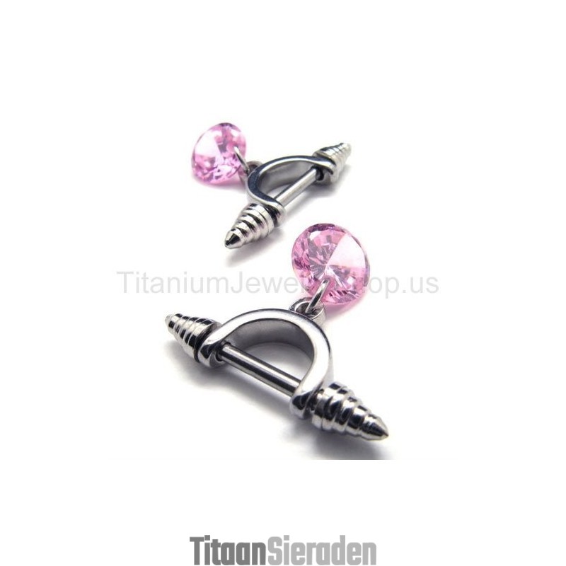 Cold Weapon Titanium Roze Diamanten Oorbellen