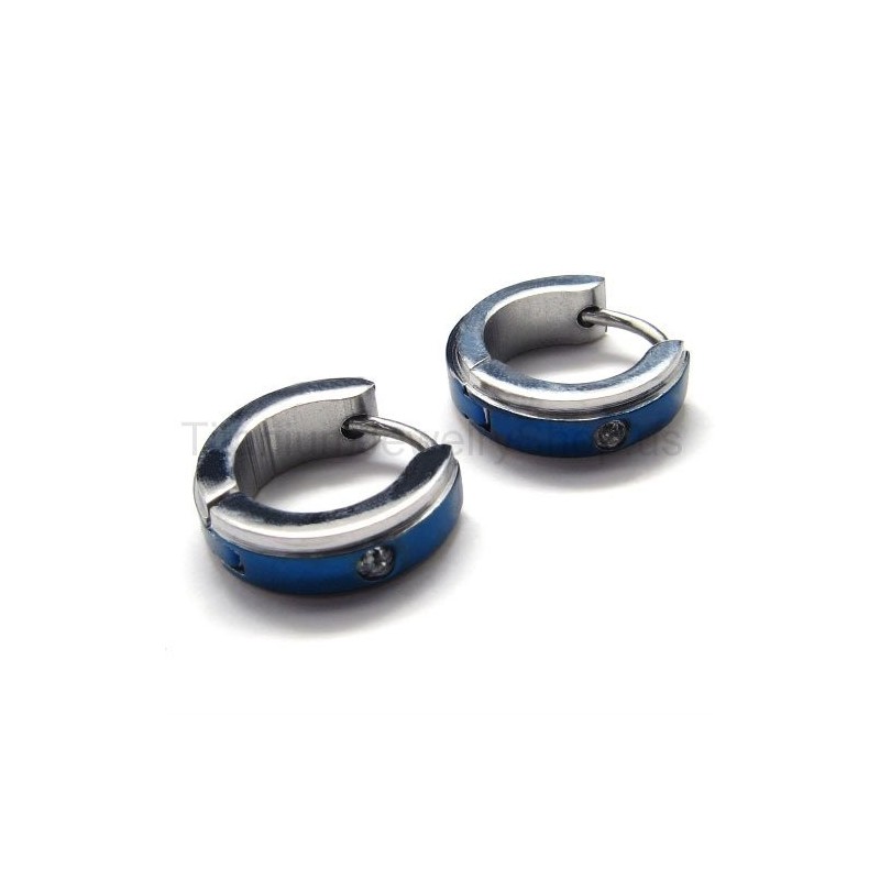 Blauwe Titanium Diamanten Oorbellen