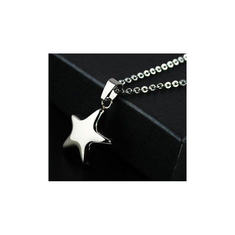 Hangers En Ketting Van Puur Titanium Met Zilveren Ster Hangers En Ketting Van Puur Titanium Met Zilveren Ster