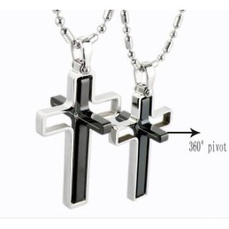Ketting Met Hanger Van Puur Titanium En Roterend Kruis