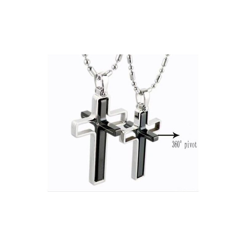 Ketting Met Hanger Van Puur Titanium En Roterend Kruis Ketting Met Hanger Van Puur Titanium En Roterend Kruis