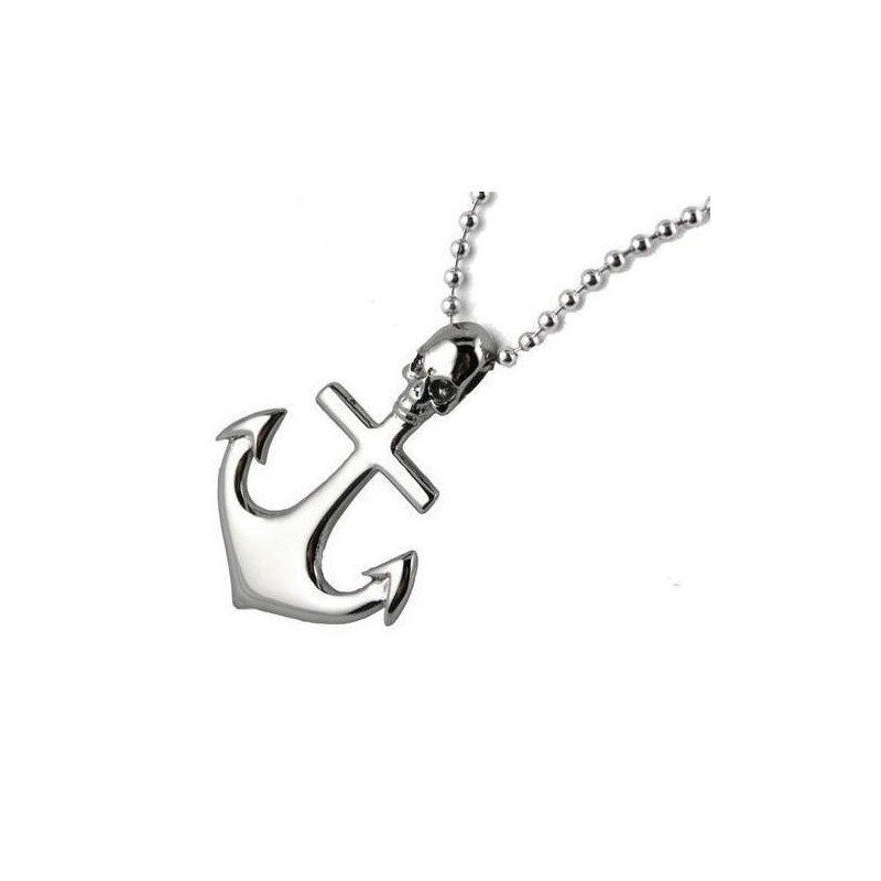 Hangerketting Van Puur Titanium Met Schedel En Ankerkruis Hangerketting Van Puur Titanium Met Schedel En Ankerkruis