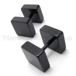 Zwarte Titanium Boxen Barbell Oorbellen