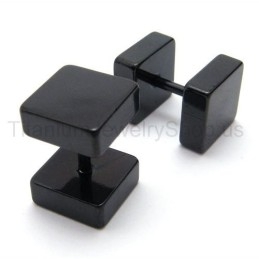 Zwarte Titanium Boxen Barbell Oorbellen
