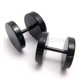 Zwarte Titanium Barbell Oorbellen