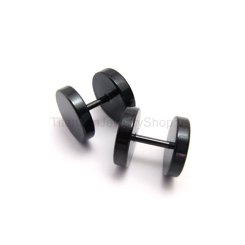 Zwarte Titanium Barbell Oorbellen Zwarte Titanium Barbell Oorbellen