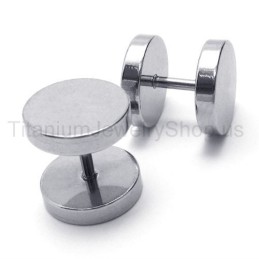 Zilveren Titanium Barbell Oorbellen