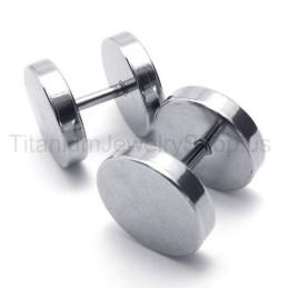 Zilveren Titanium Barbell Oorbellen